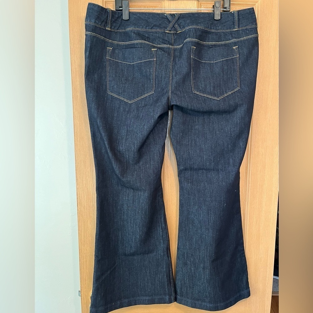 Lands End Mid Rise Wide Leg Dark Wash Jeans